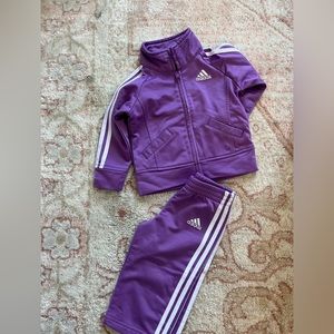 Purple adidas track suit